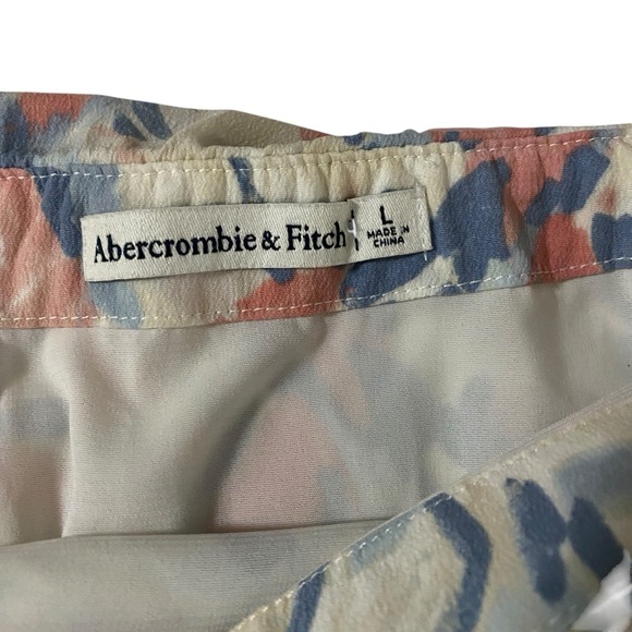 Abercrombie & Fitch Paint Print Midi Skirt Large Wide Slit Dainty Summer Spring - Picture 3 of 9